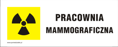 Pracownia mammograficzna - oznakowanie na drzwi.