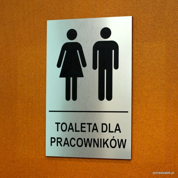 Toaleta dla pracowników - Tabliczka informacyjna z laminatu srebrny szczotkowany
