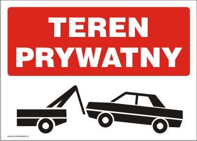 Naklejka AW029 -  Teren rywatny. Możliwe odholowanie