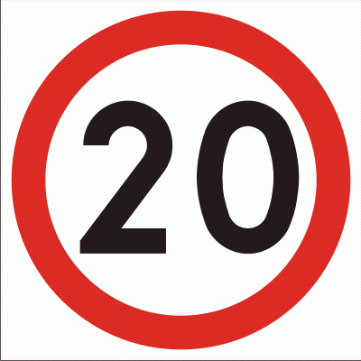 Znak BH005 20 km - Znak drogowy B-33 Ograniczenie prędkości do 20 km