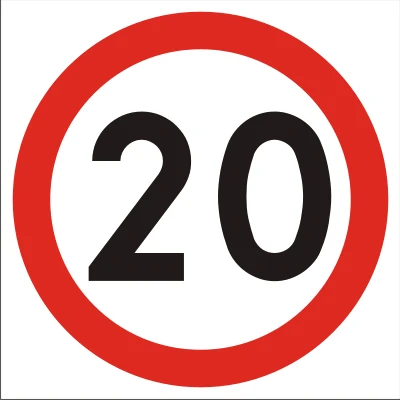 Znak BH005 20 km - Znak drogowy B-33 Ograniczenie prędkości do 20 km