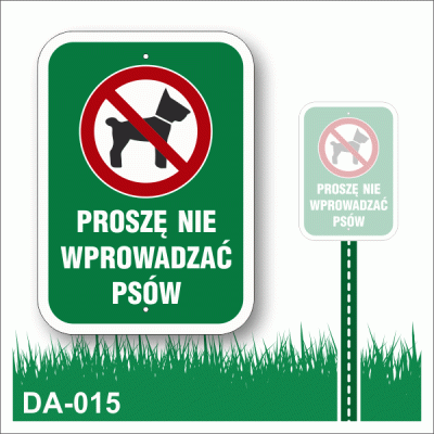 Proszę-nie-wprowadzać-psów-tabliczka-na-trawnik-zielona-z-białymi-napisami