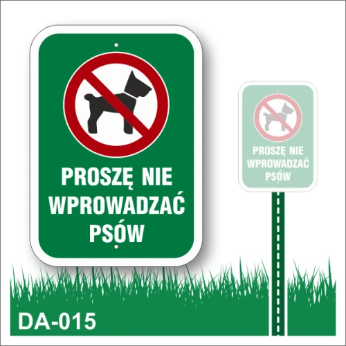 Proszę-nie-wprowadzać-psów-tabliczka-na-trawnik-zielona-z-białymi-napisami
