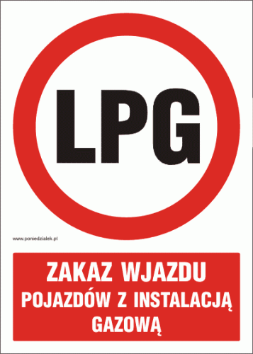Tablica AW052 - "Zakaz wjazdu pojazdów z instalacją gazową"