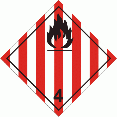 Nalepka ADR  AO011 - "Materiały stałe zapalne, samoreaktywne i materiały wybuchowo odczulone"