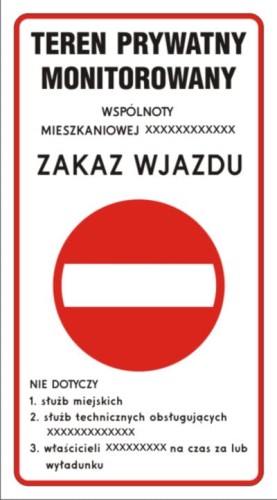 Tablica - Teren prywatny zakaz wjazdu
