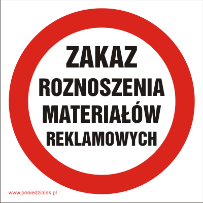 Zakaz roznoszenia materiałów reklamowych