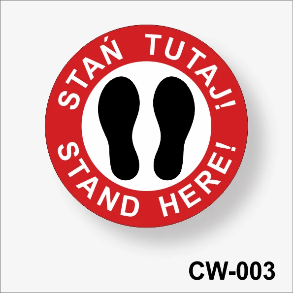 Stań tutaj - Naklejka podłogowa antypoślizgowa.