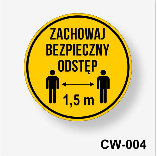 Zachowaj bezpieczny odstęp 1,5 m - Naklejka podłogowa antypoślizgowa.
