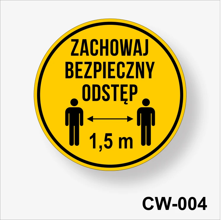 Zachowaj bezpieczny odstęp 1,5 m - Naklejka podłogowa antypoślizgowa.