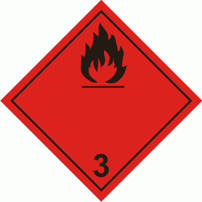 Nalepka ADR  AO011 - "Materiały ciekłe zapalne"