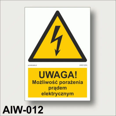 Niebezpieczeństwo-porażenia-prądem-elektrycznym-Znak-ostrzegawczy-BHP z opisem.