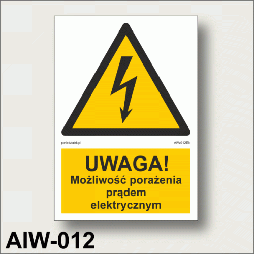 Niebezpieczeństwo-porażenia-prądem-elektrycznym-Znak-ostrzegawczy-BHP z opisem.