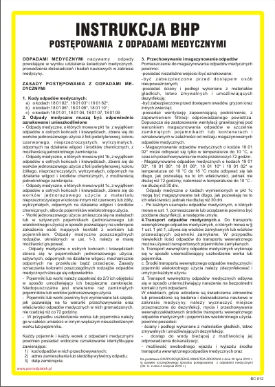 Instrukcja BHP postępowanie z odpadami medycznymi