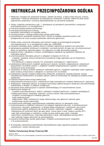 Instrukcja przeciwpożarowa ogólna - BC002