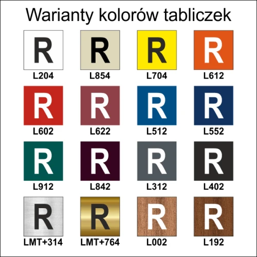 Kolory tabliczek na drzwi