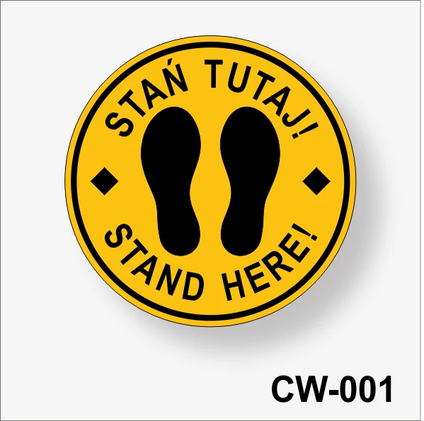 Stań tutaj - Naklejka podłogowa antypoślizgowa.